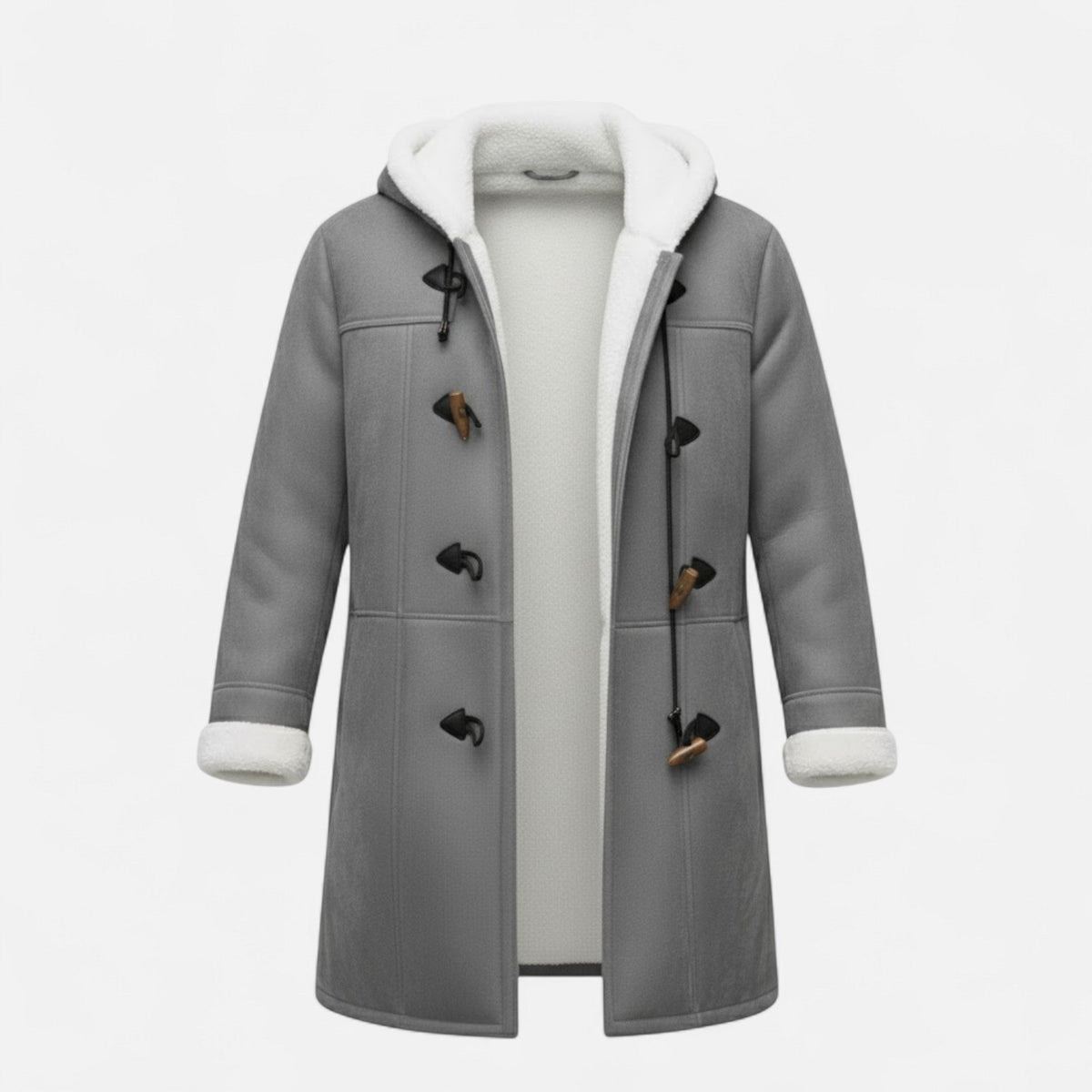 Women's Button-Front Hooded Overcoat