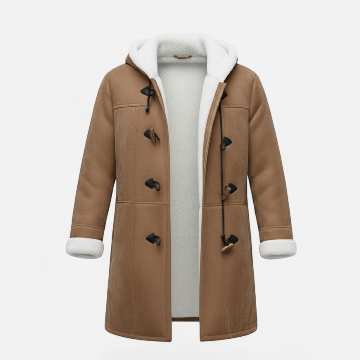 Women's Button-Front Hooded Overcoat