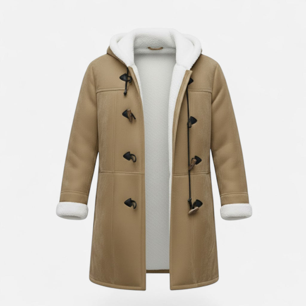 Women's Button-Front Hooded Overcoat