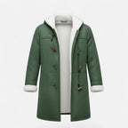 Women's Button-Front Hooded Overcoat