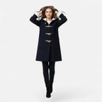 Women's Button-Front Hooded Overcoat
