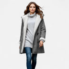 Women's Button-Front Hooded Overcoat