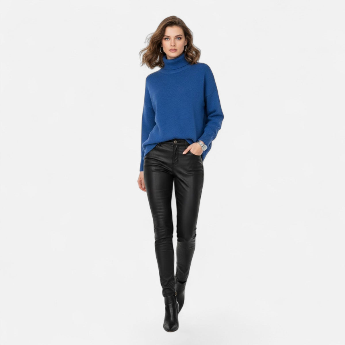 Women's Oversized Wool-Blend Roll Neck Jumper