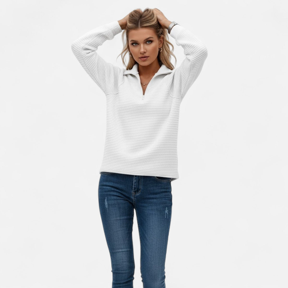 Women's Zip-Front Stand-Collar Jumper