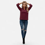 Women's Zip-Front Stand-Collar Jumper
