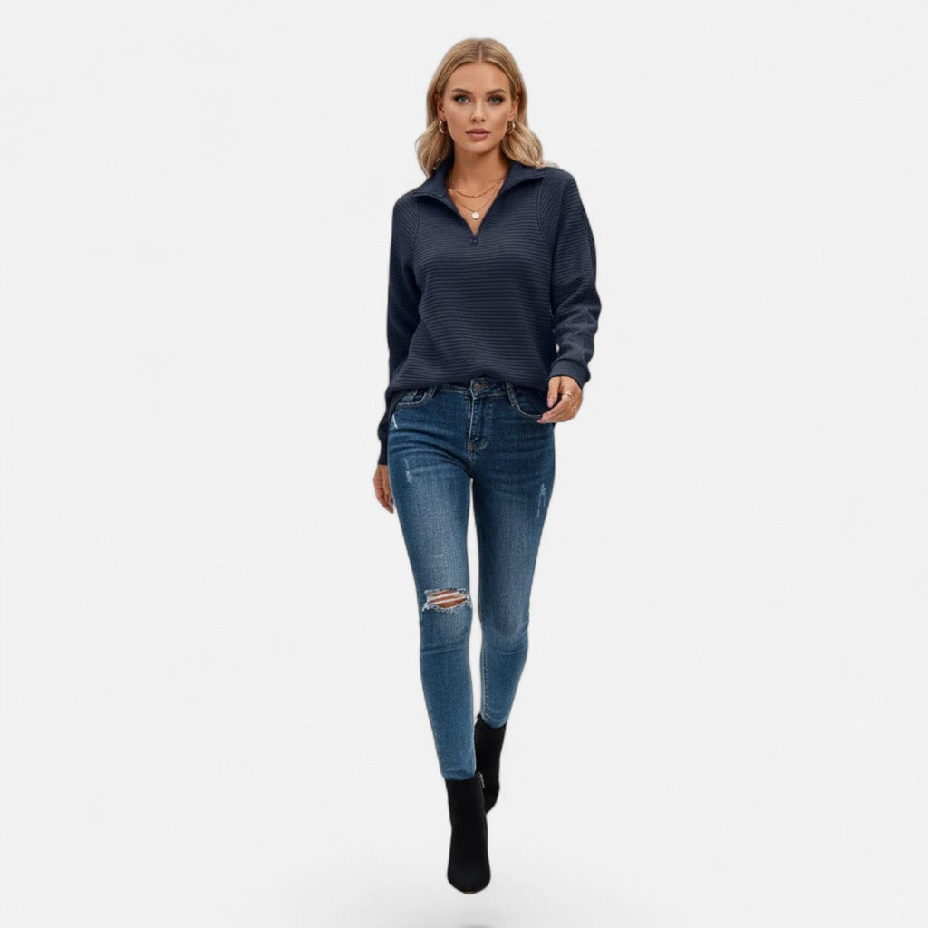 Women's Zip-Front Stand-Collar Jumper