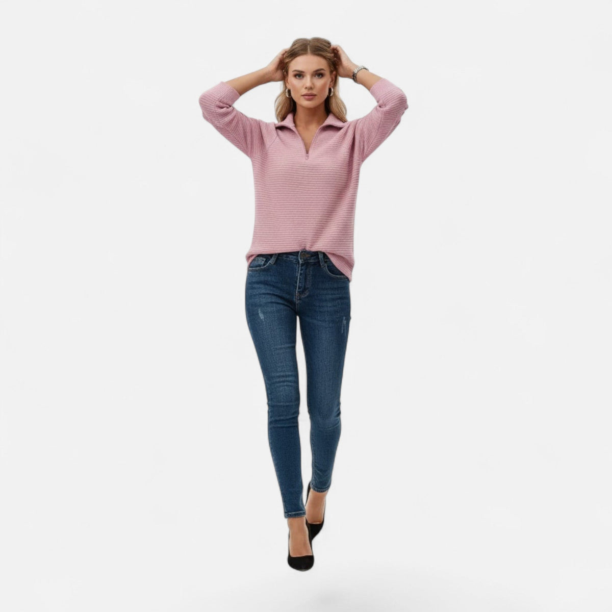 Women's Zip-Front Stand-Collar Jumper