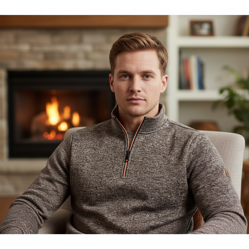 Men's Funnel Neck Quarter Zip Jumper