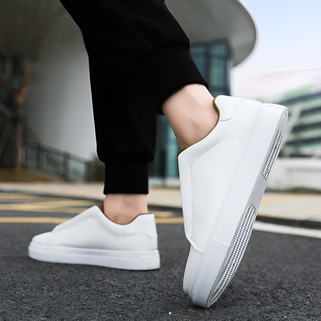 Men's Elastic Lace Leather Trainers