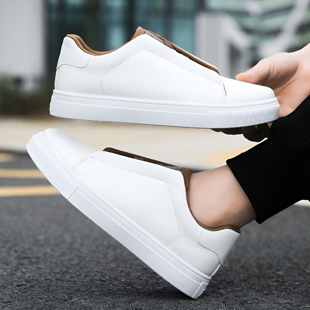 Men's Elastic Lace Leather Trainers