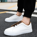 Men's Elastic Lace Leather Trainers