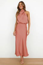 Women's Silk-Style Halter Dress