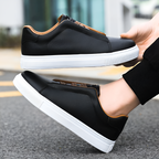 Men's Elastic Lace Leather Trainers