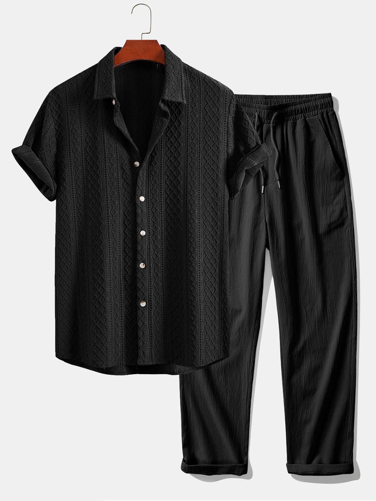 Men's Jacquard Shirt and Trouser Set
