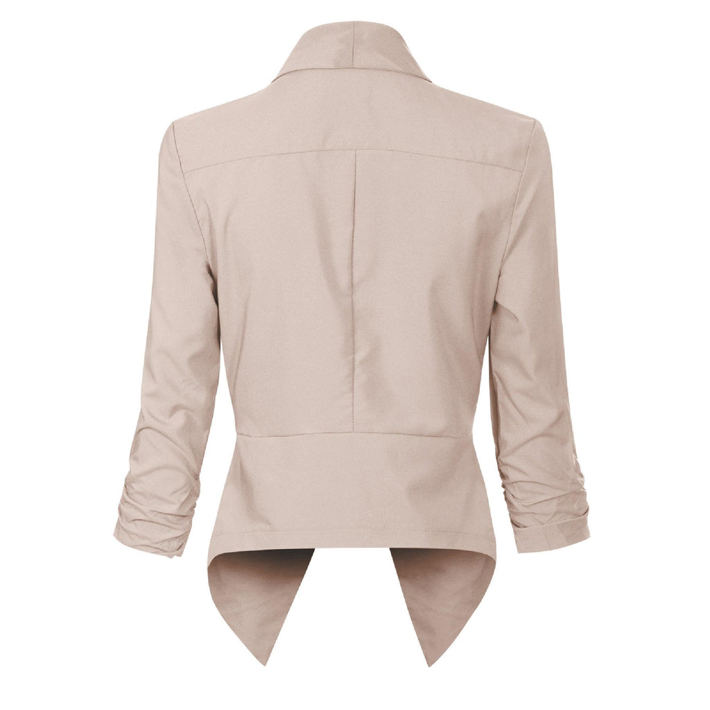 Women's Ruched-Sleeve Open-Front Blazer