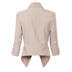 Women's Ruched-Sleeve Open-Front Blazer