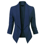 Women's Ruched-Sleeve Open-Front Blazer