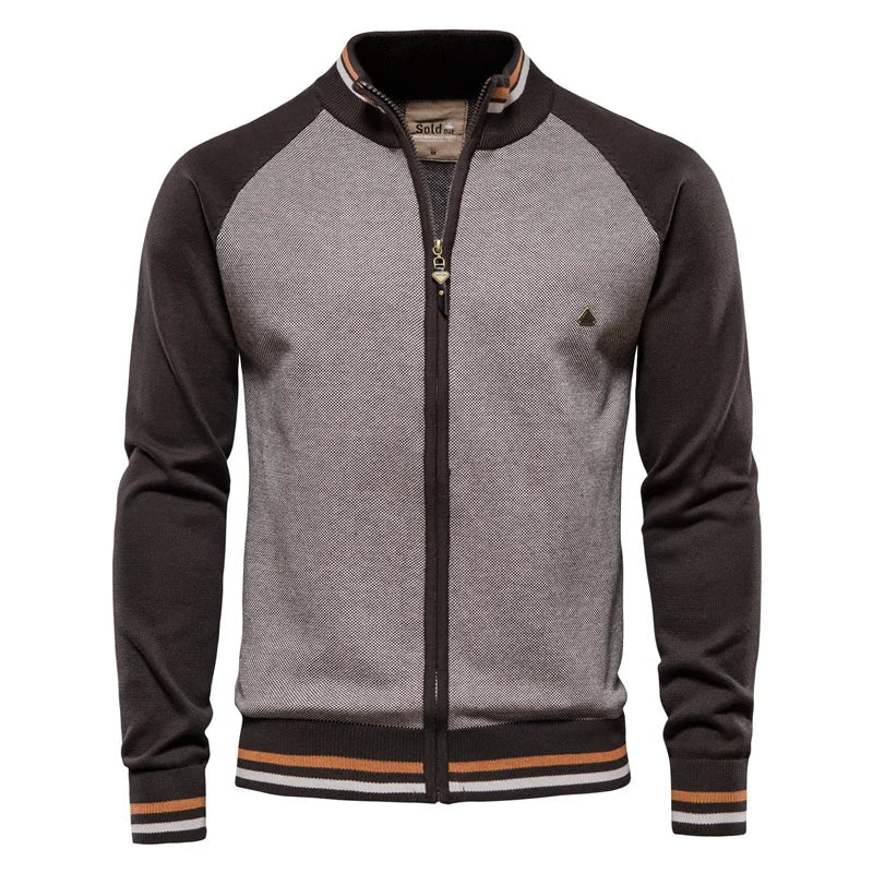 Men's Cotton Zip-Up Stand Collar Cardigan