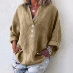 Women's Linen-Look Relaxed Blouse