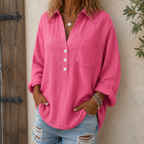 Women's Linen-Look Relaxed Blouse