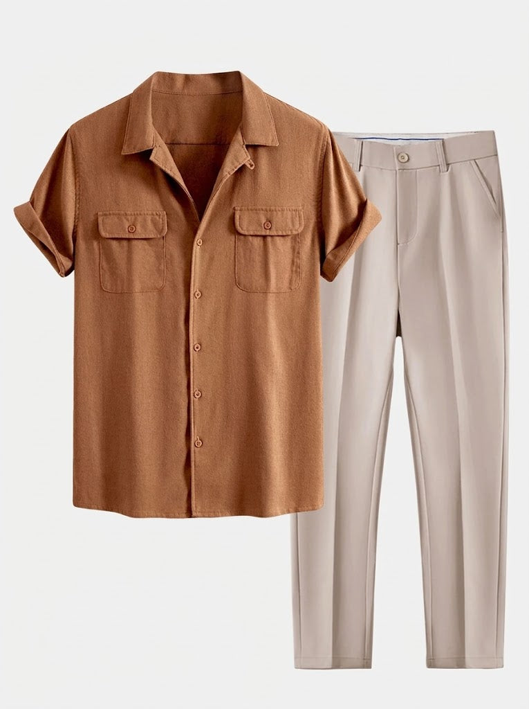 Men's Cuban Collar Summer Set