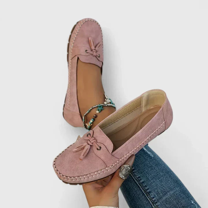 Women's Bow Suede Moccasin Loafers