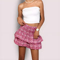 Women's Tiered Printed Ruffle Mini Skirt