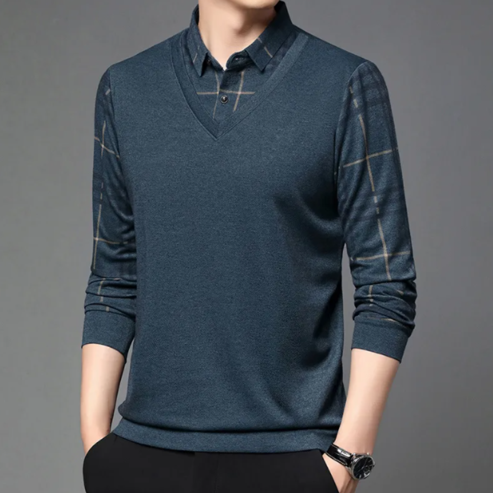 Men's V-Neck Layered Jumper