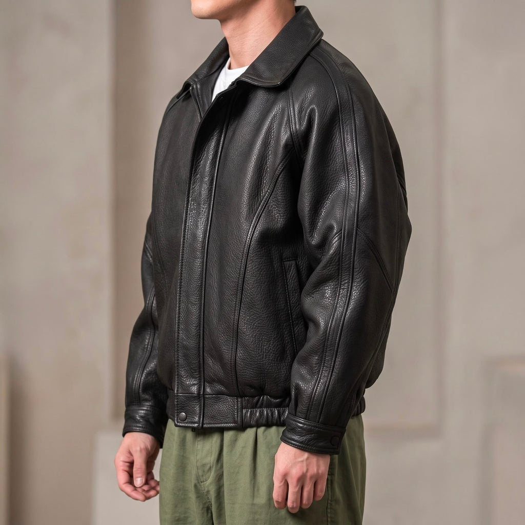 Men's Structured Leather Zip Jacket