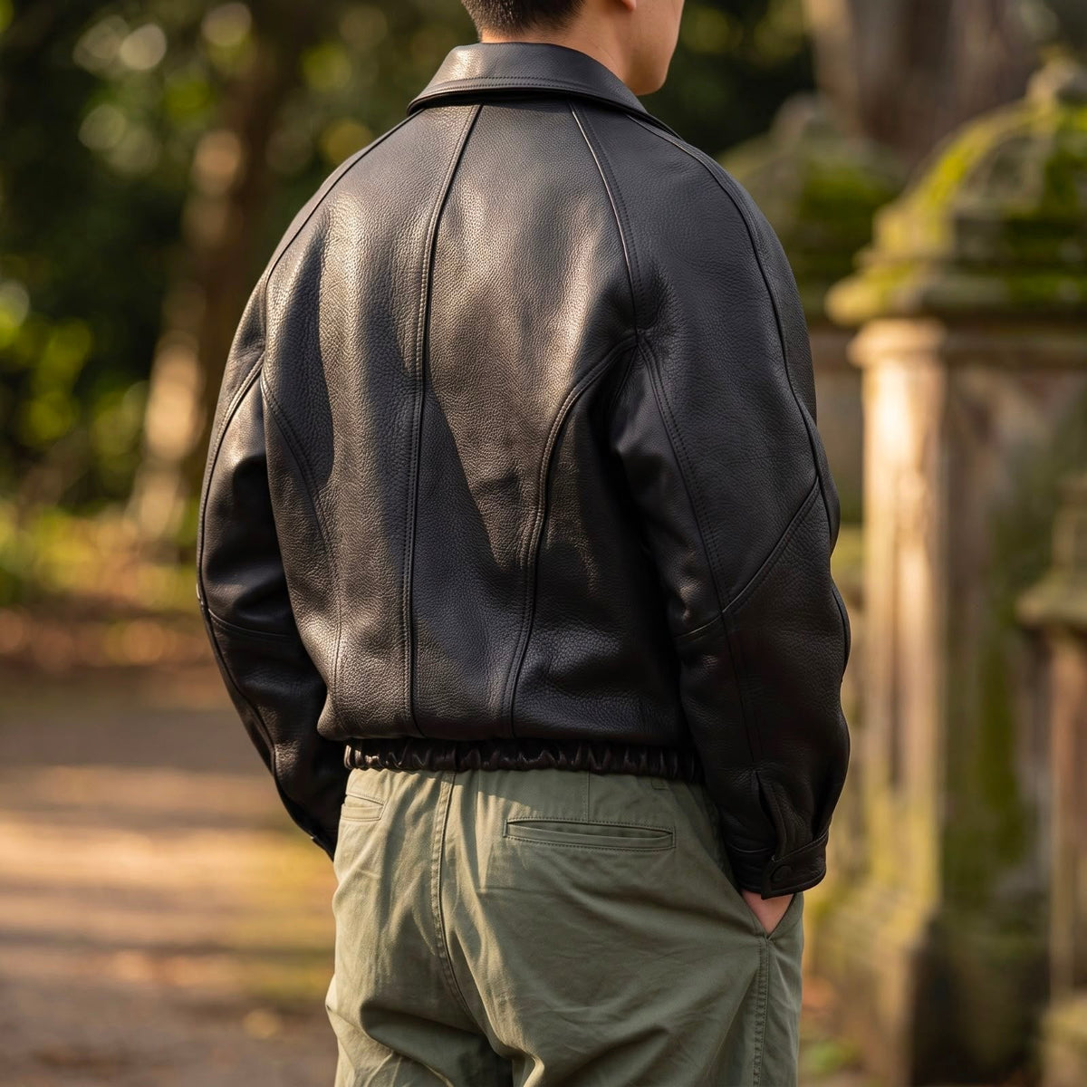 Men's Structured Leather Zip Jacket