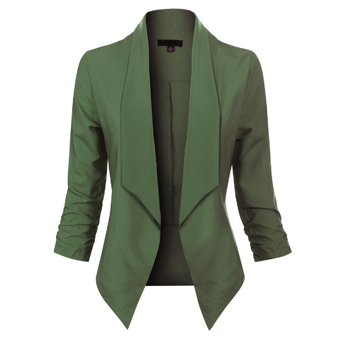 Women's Ruched-Sleeve Open-Front Blazer