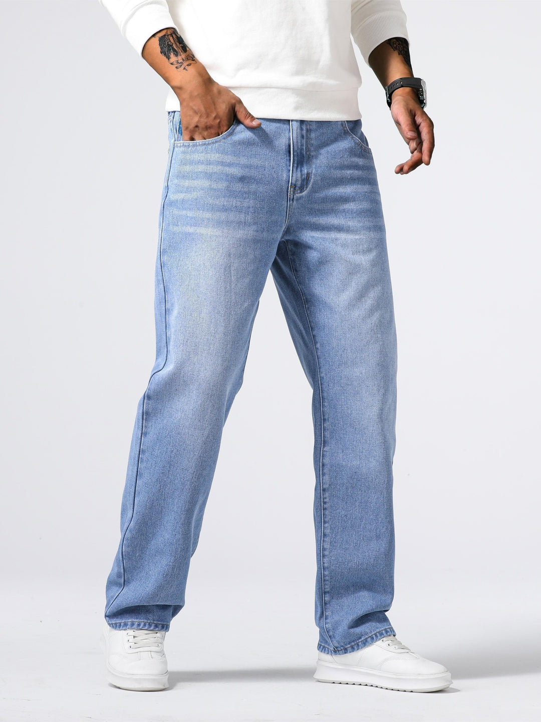 Men's Washed Straight Leg Denim