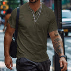 Men's Textured Button Neck Polo
