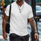 Men's Textured Button Neck Polo