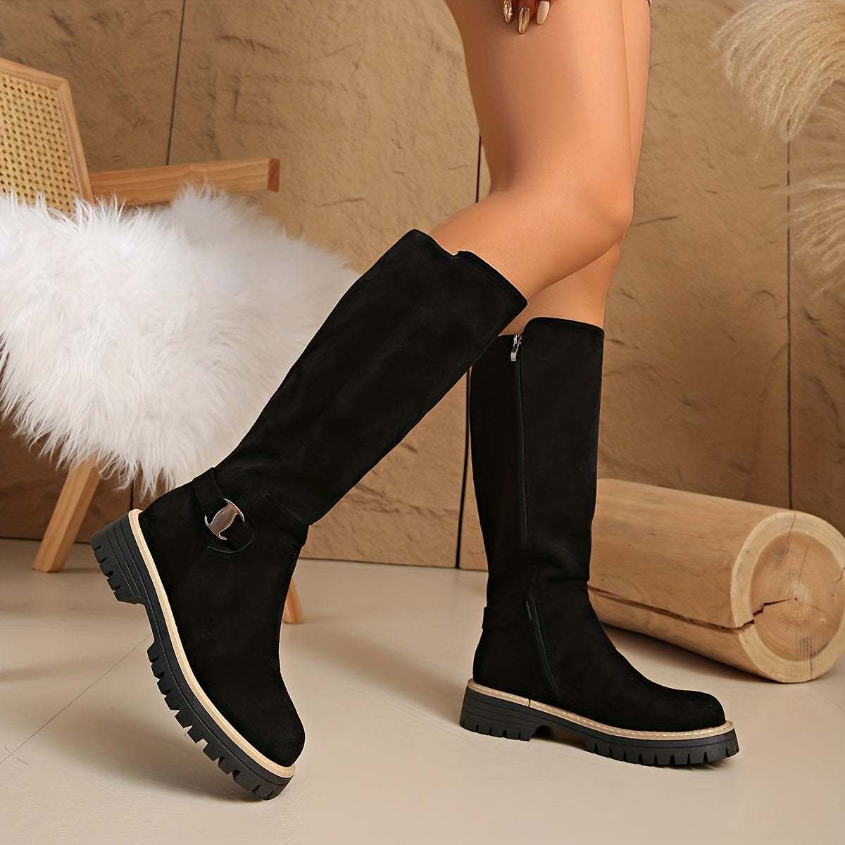 Women's Block-Heel Knee-High Boots