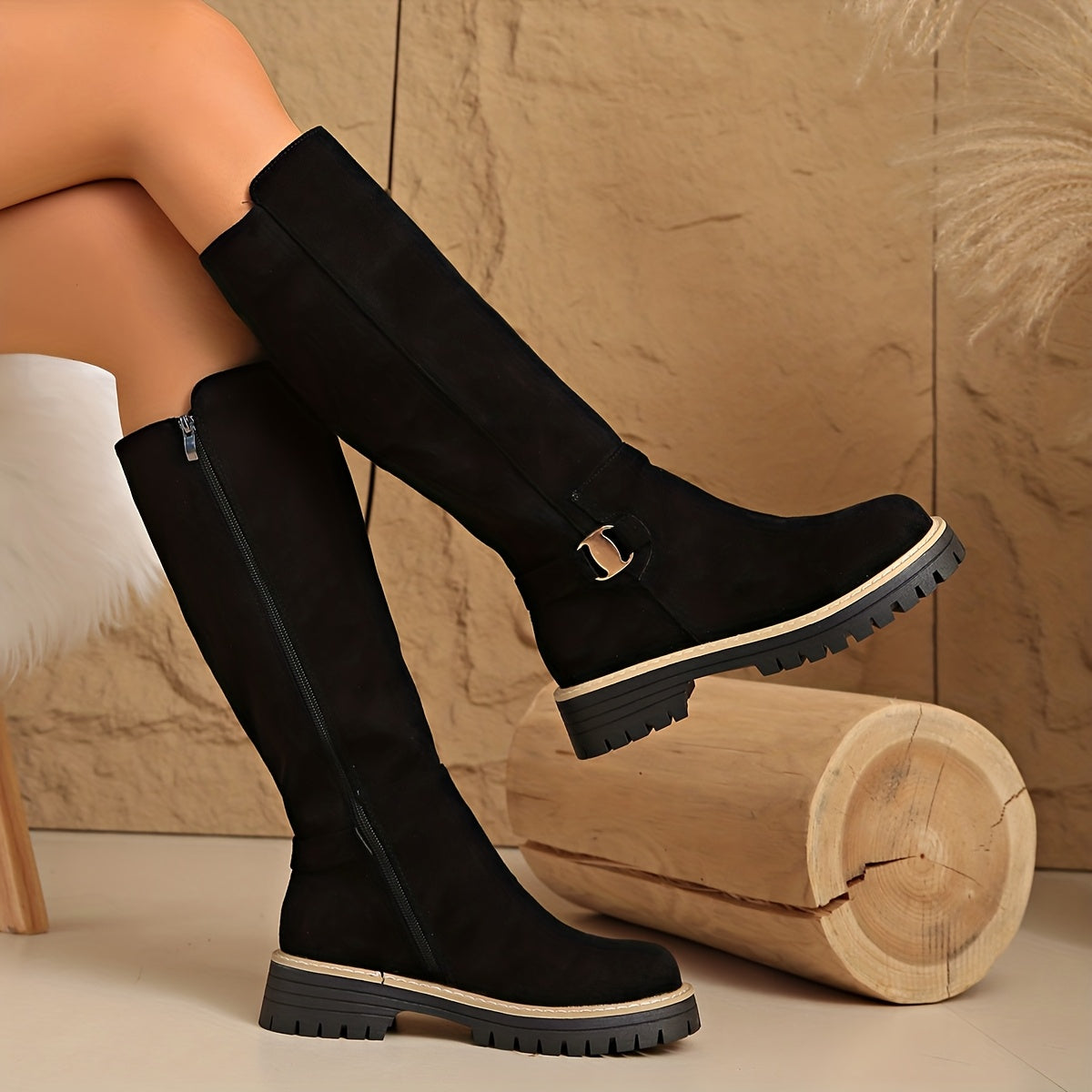 Women's Block-Heel Knee-High Boots