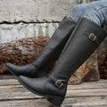 Women's Buckle Leather-Look Boots