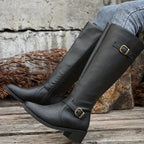 Women's Buckle Leather-Look Boots