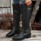 Women's Buckle Leather-Look Boots