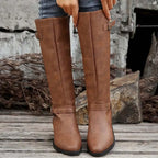 Women's Buckle Leather-Look Boots