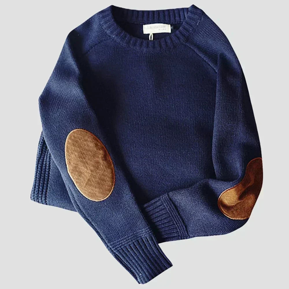 Men's Elbow Patch Crew Neck Jumper