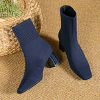 Women's Block Heel Knit Ankle Boot