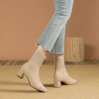 Women's Block Heel Knit Ankle Boot