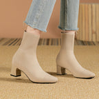 Women's Block Heel Knit Ankle Boot