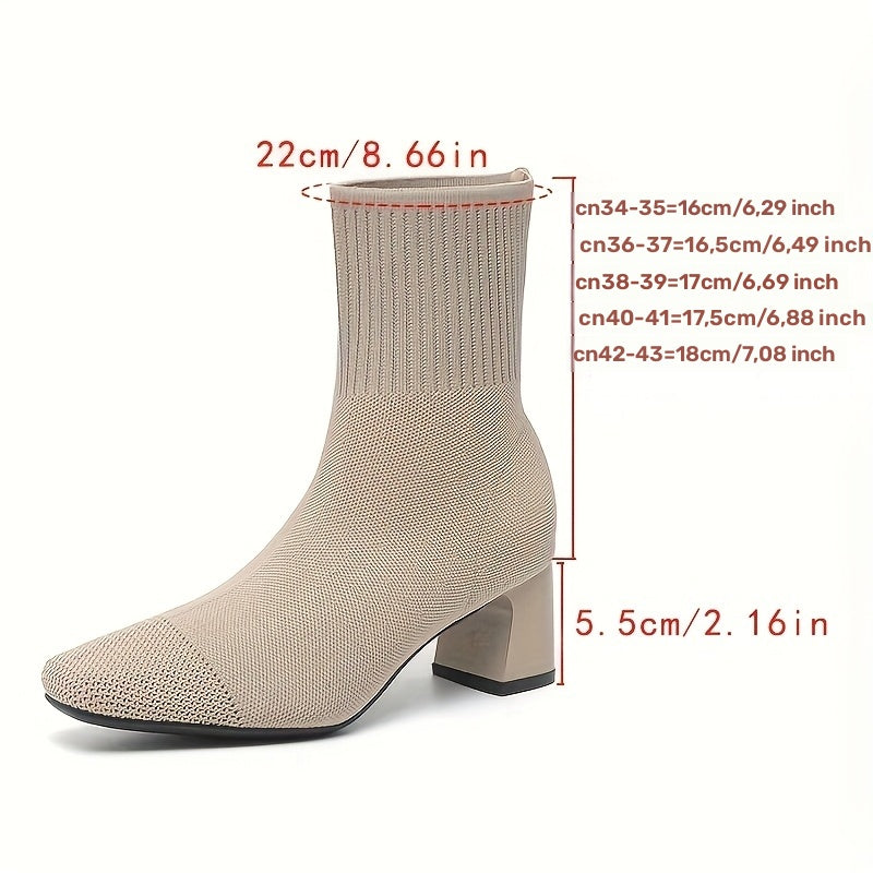 Women's Block Heel Knit Ankle Boot