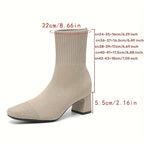 Women's Block Heel Knit Ankle Boot
