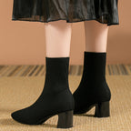 Women's Block Heel Knit Ankle Boot