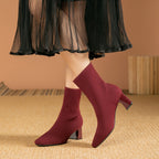 Women's Block Heel Knit Ankle Boot