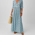 Women's Long Sleeve Printed Maxi Dress