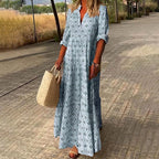 Women's Long Sleeve Printed Maxi Dress